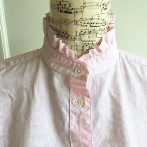 J. Crew Pink Ruffle Trim Button Down Shirt